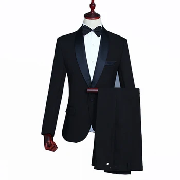 

Mens Formal Business 2/3 Piece Suit Groom Tuxedos Slim Fit Shawl Lapel Wedding Single Breasted Jacket Pants Prom 2018 Blazer