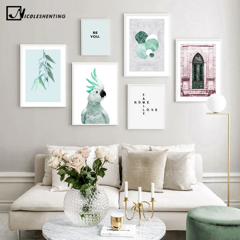 

Cockatoo Leaf Old Gate Wall Poster Nordic Family Quotes Canvas Print Simple Modern Art Painting Scandinavian Decoration Picture