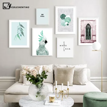 

Cockatoo Leaf Old Gate Wall Poster Nordic Family Quotes Canvas Print Simple Modern Art Painting Scandinavian Decoration Picture