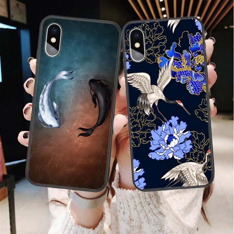 

Japanese Lucky Koi Fish The Great Wave off Kanagawa Cover case for iphone 5 5s SE 6s 6plus 7 8 plus X XR XS Max Luxury coque