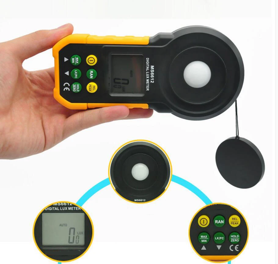 MS6612 Digital Analog Bar Light Lux Meter 200000 lux Handheld Light