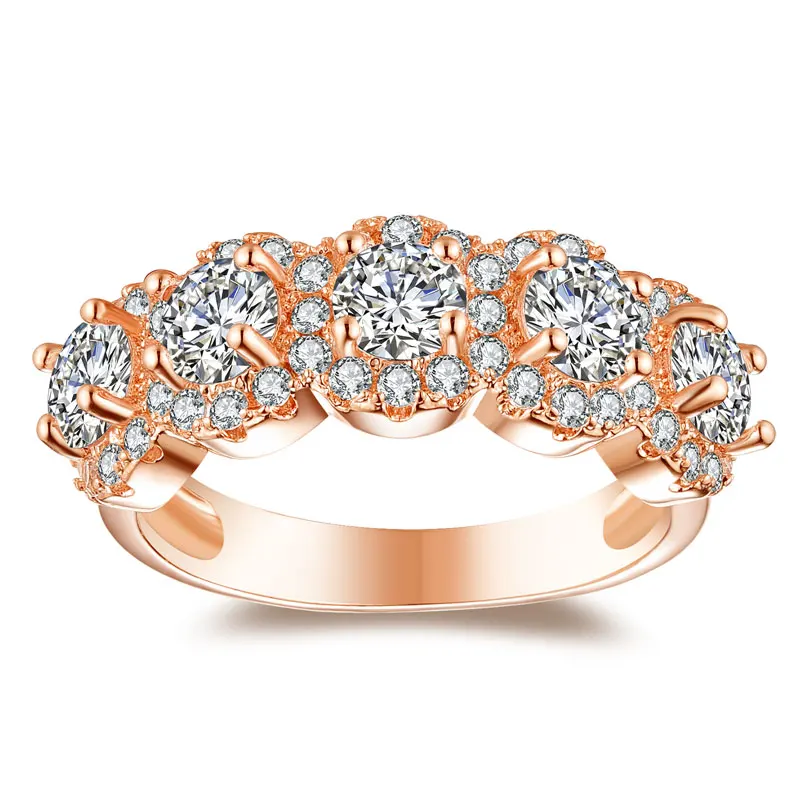 MDEAN белое золото и розовое золото цвет свадебные кольца для женщин AAA циркон ювелирные аксессуары Bague Bijoux Размер 5-12 H1353 - Цвет основного камня: W337