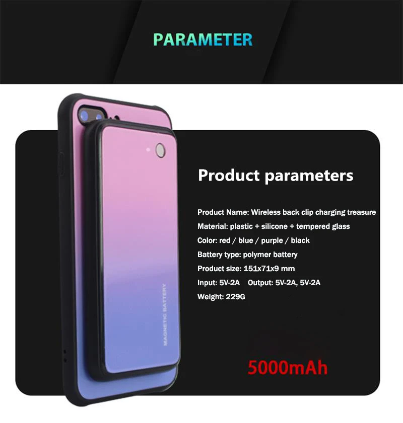 Аккумулятор KQJYS, 5000 мА/ч, для Xiaomi Mi 9, Дополнительный внешний аккумулятор, чехол с зажимом для зарядного устройства, для Xiaomi Mi 9, беспроводной магнитный чехол для зарядки