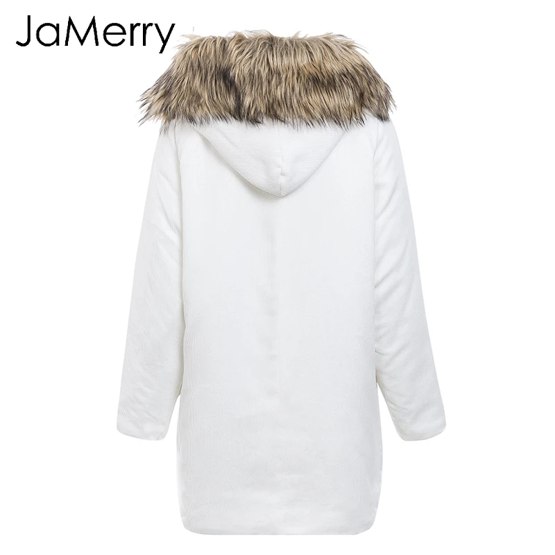Jamerry искусственного меха с капюшоном Вельветовая куртка пальто женские теплые