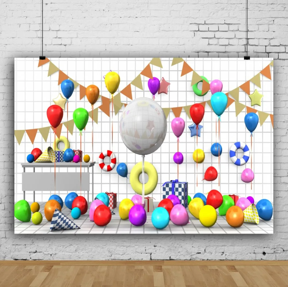 Baby Cartoon Birthday Party Balloons Colorful Flag Celebration Child Portrait Photography Backdrop Photo Background Photo Studio Baby Cartoon Birthday Party Balloons Colorful Flag Celebration Child Portrait Photography Backdrop Photo Background Photo Studio