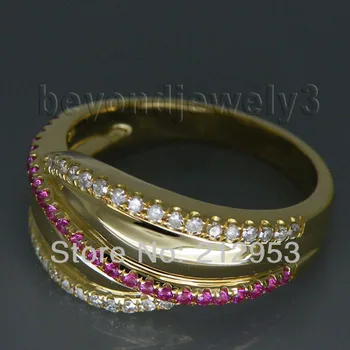 

Vintage Solid 18Kt Yellow Gold Natural Ruby Wedding Unique Ring WU112