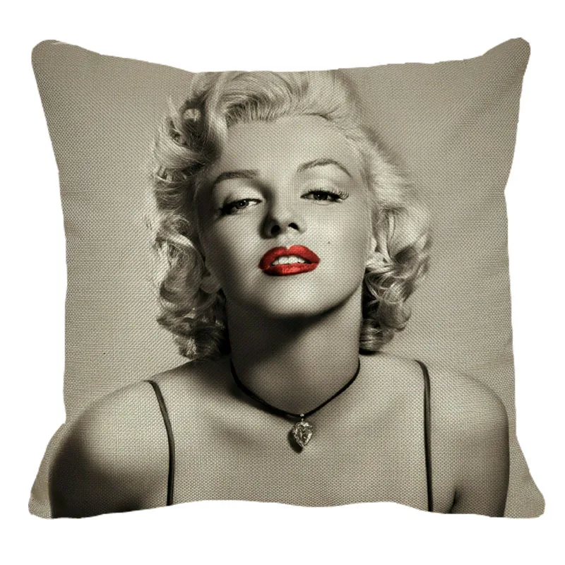 

XUNYU 45cmX45cm American actor Marilyn Monroe New Linen Cotton Comfortable Cushion Cover Home Sofa Decoration Pillow Cover YH143