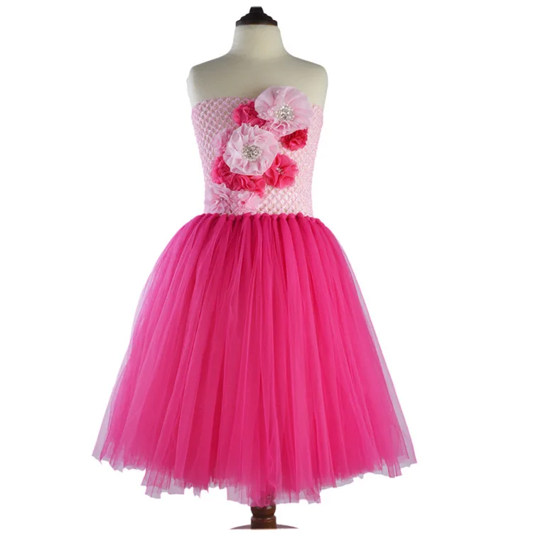 2017 Summer New Tulle Princess Dress for Girls Party and Wedding Costume Children Clothes Vestido Party Lace Dress Kids Hot Pink kids girls dresses for party and wedding 2016 summer lace flowers princess dress for girls clothes vestido pink yellow green