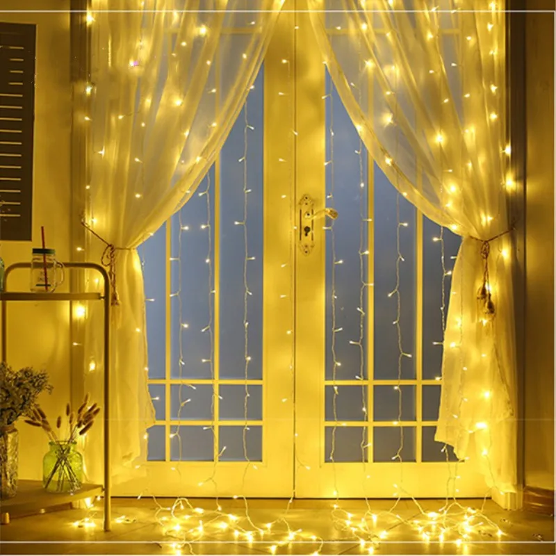 

LED Curtain Lights Shinning Window Garland Home Decoration Fairy String Lighting for Holiday Christmas Birthday Party EU AC Plug