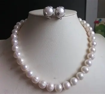 

Unique Pearls jewellery Store 11-11.5mm Huge Size Freshwater Pearl Necklace Earrings Jewellery Set Woman Wedding Birthday Gift