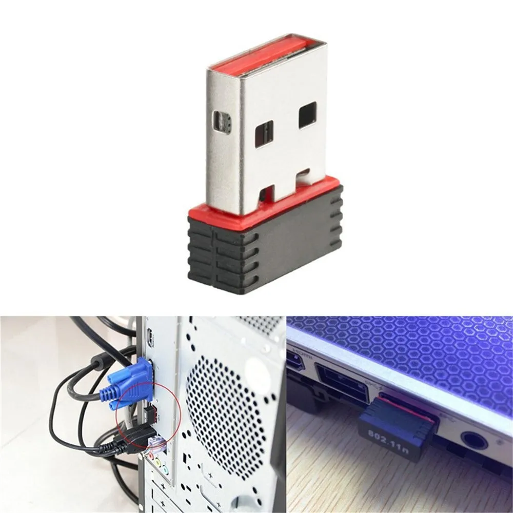

Mini USB 2.0 802.11n Standards 150Mbps Wifi Network Adapter Support 64/128 bit WEP WPA Encryption for Windows Vista MAC Linux PC