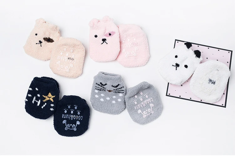 Newborn Cute Coral Fleece Multi Design Print Baby Socks-Color Variations