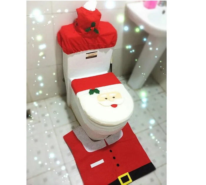 3pcs/lot bathroom Santa claus Toilet Seat Cover rug set new year christmas decoration enfeites de natal navidad christmas gift