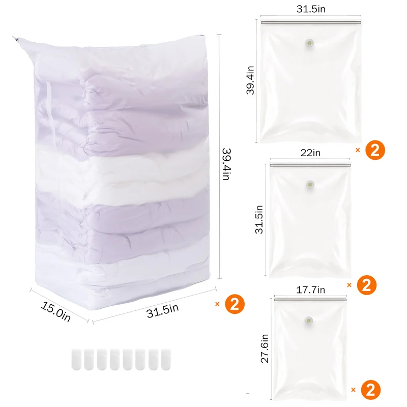 TAILI вакуумные пакеты для хранения без вакуума и насоса, необходимые для дома лоскутные одеяла Организации, белый - Цвет: 8PCS