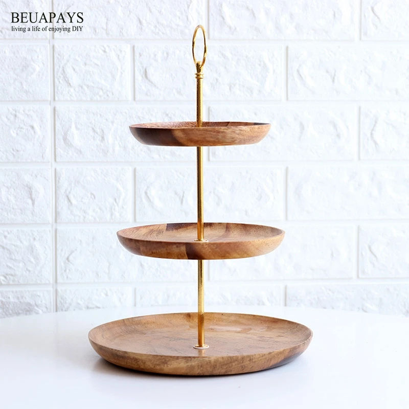 Деревянные поделки Европейский поднос для десертов три этажа 1 шт.|Статуэтки и