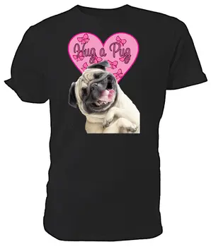 

Hug a Pug T shirt - Choice of size & colours! Cartoon t shirt men Unisex New Fashion tshirt free shipping funny tops