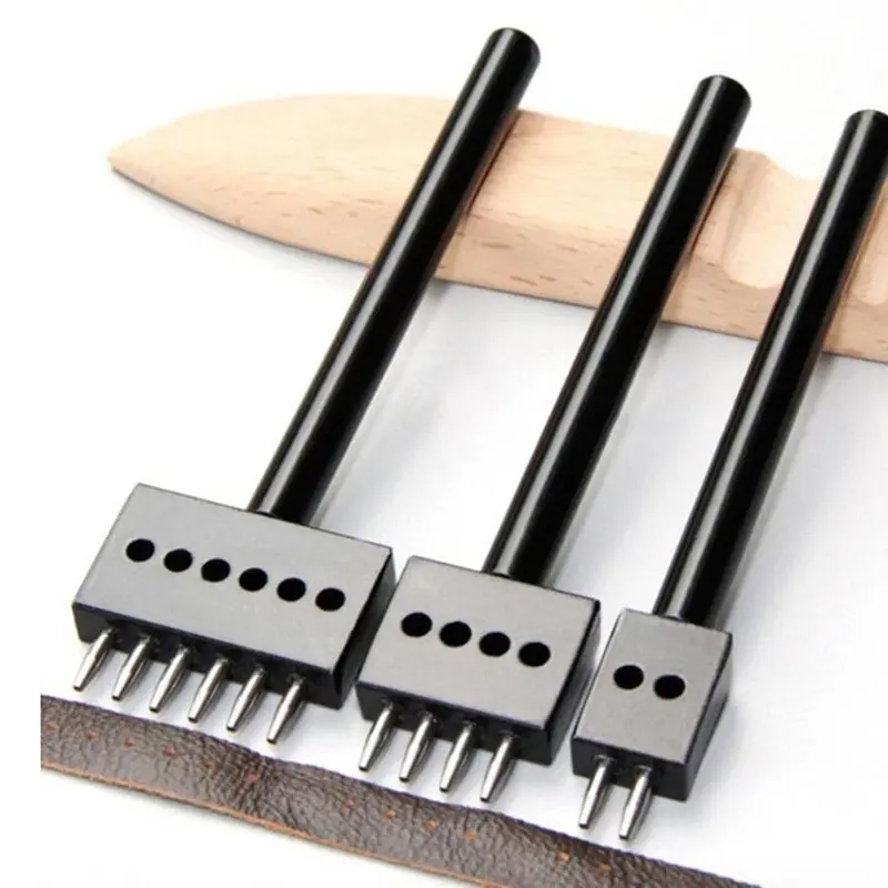 

5mm Spacing Leather Hole Punches DIY Handmade Round Stitching Punch Tools Hole Cutter Leather Punching Tool Black