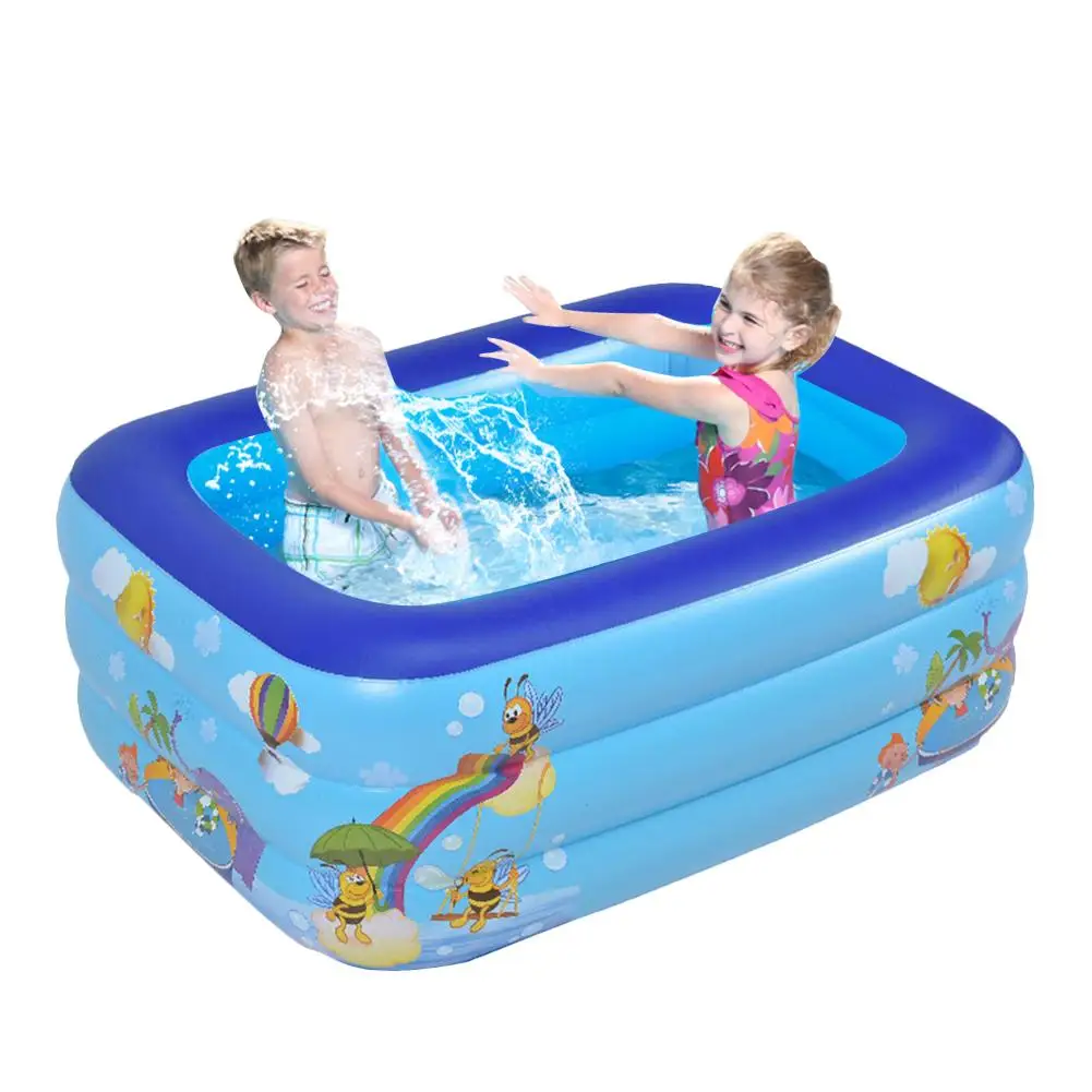 

1.3M Three-ring Baby Inflatable Printing Swimming Pool PVC Play Pool Bathing Pool For Family Parent-child Interactive Game