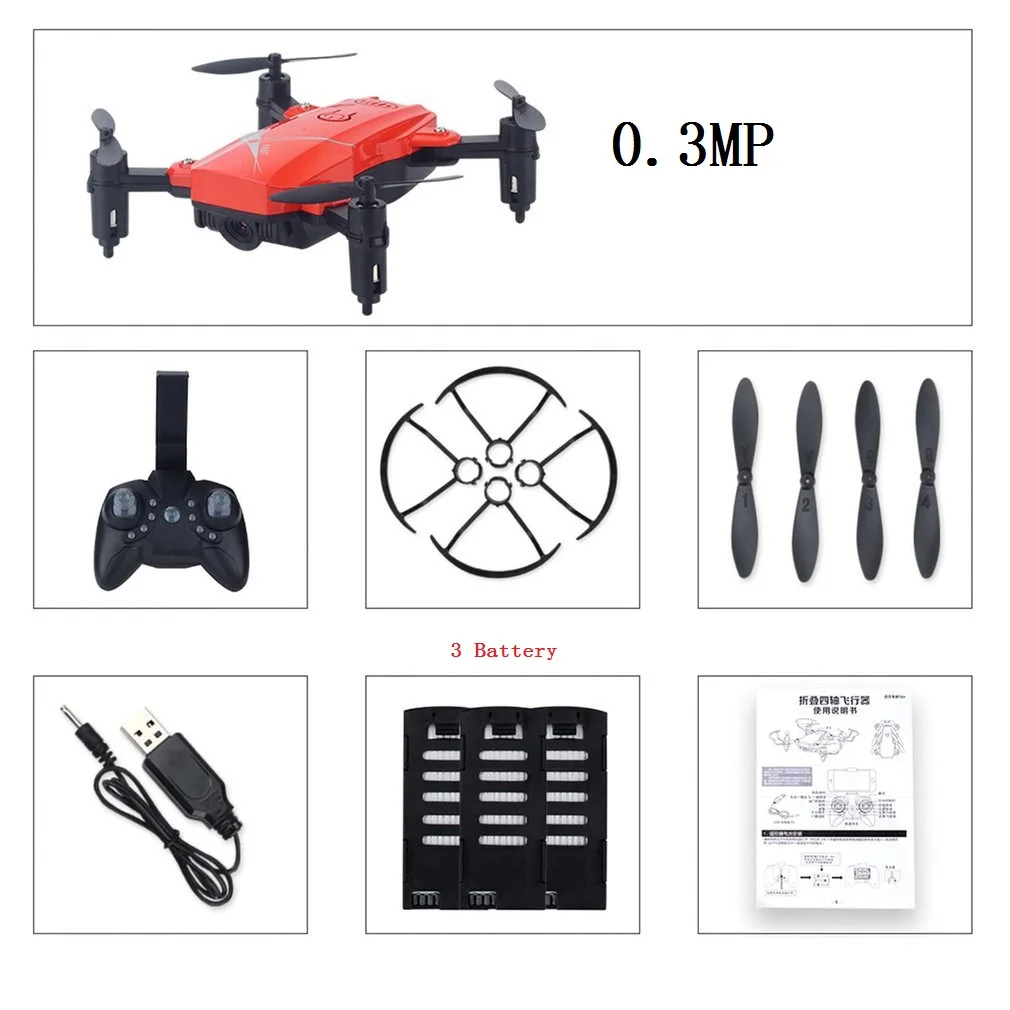 LF602 2,4G wifi FPV мини складной Радиоуправляемый Дрон 2.0MP/0.3MP камера Дрон Безголовый Квадрокоптер фотографии видео передача в реальном времени - Цвет: 0.3MP 3Battery red