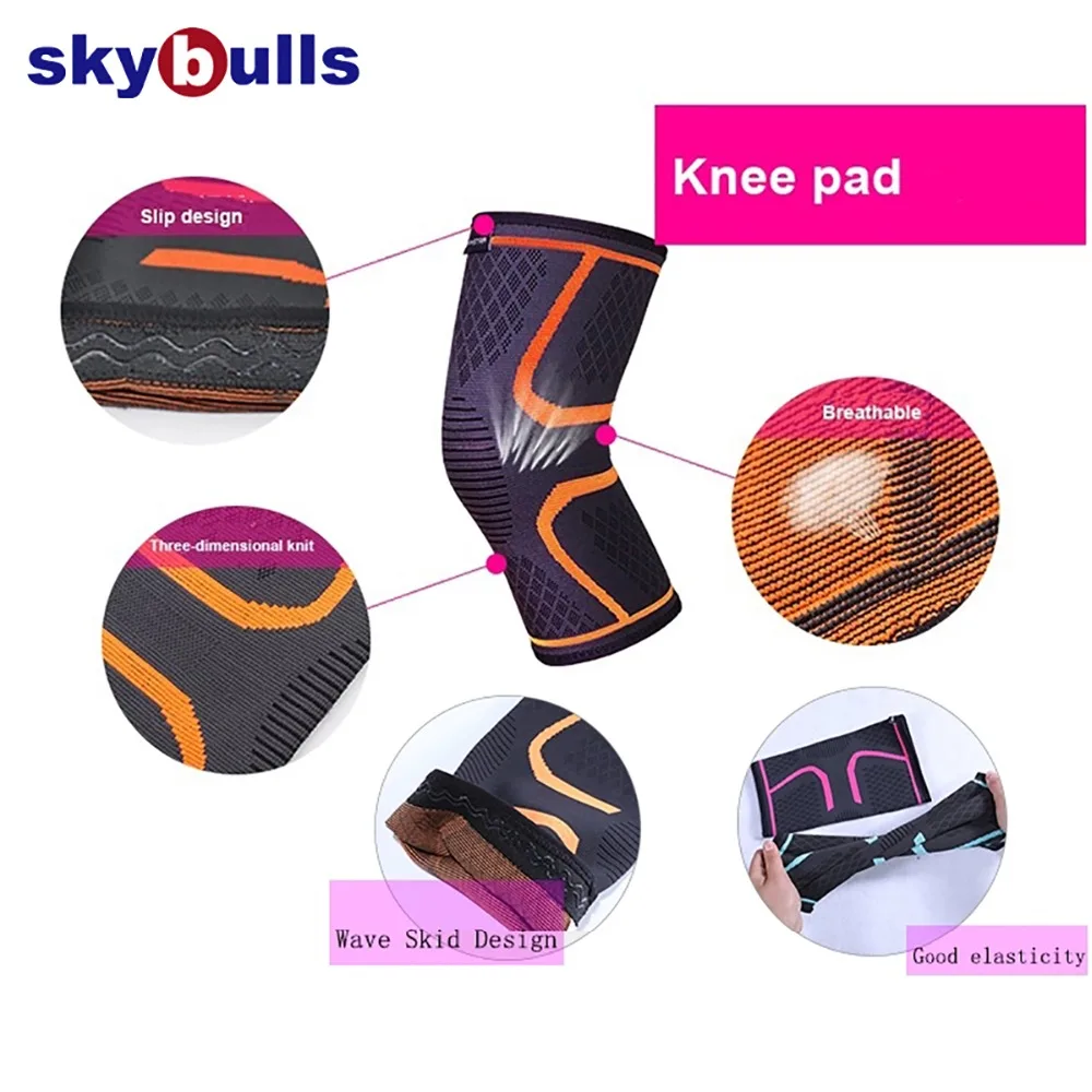 Skybulls الركبة حامي مطاطا ضغط تنفس الرياضية الركبة سادة اللياقة البدنية التنس كرة السلة الكرة الطائرة دعامة الركبة دعم
