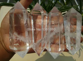 

xd j00319 4 NATURAL CLEAR QUARTZ CRYSTAL DT WAND POINT HEALING