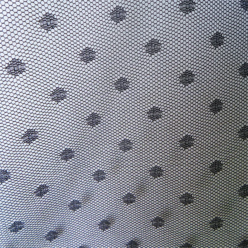 Ретро стиль черный узор в горошек Тюль кружевная ткань Африканская мягкая Тюлевая сетчатая кружевная ткань для женщин 1 ярд