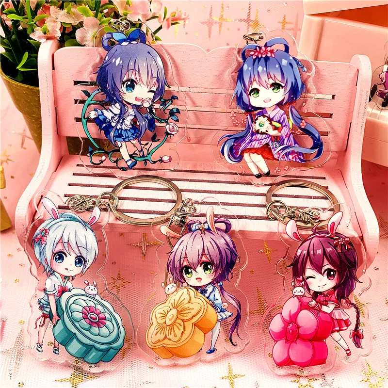 

Chinese VOCALOID Luo tianyi Keychain Fashion Cartoon Figure Bag Pendants Car Key Chains Holder Best Friend Graduation Gift