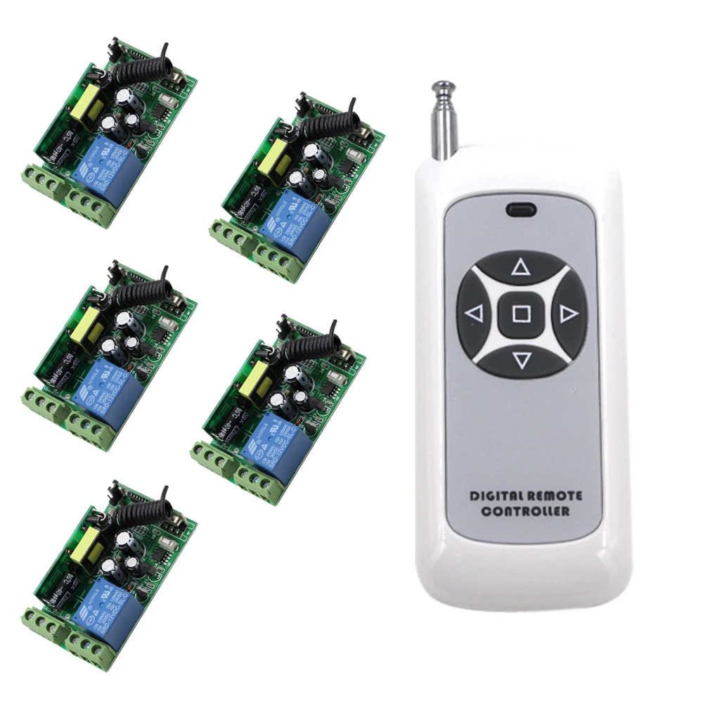 New 10A 1 CH RF Wireless Remote Control Switch Wide Voltage 5pcs Receivers+1pcs Transmitter 85V 110V 220V 250V AC Hot Sale New 10A 1 CH RF Wireless Remote Control Switch Wide Voltage 5pcs Receivers+1pcs Transmitter 85V 110V 220V 250V AC Hot Sale