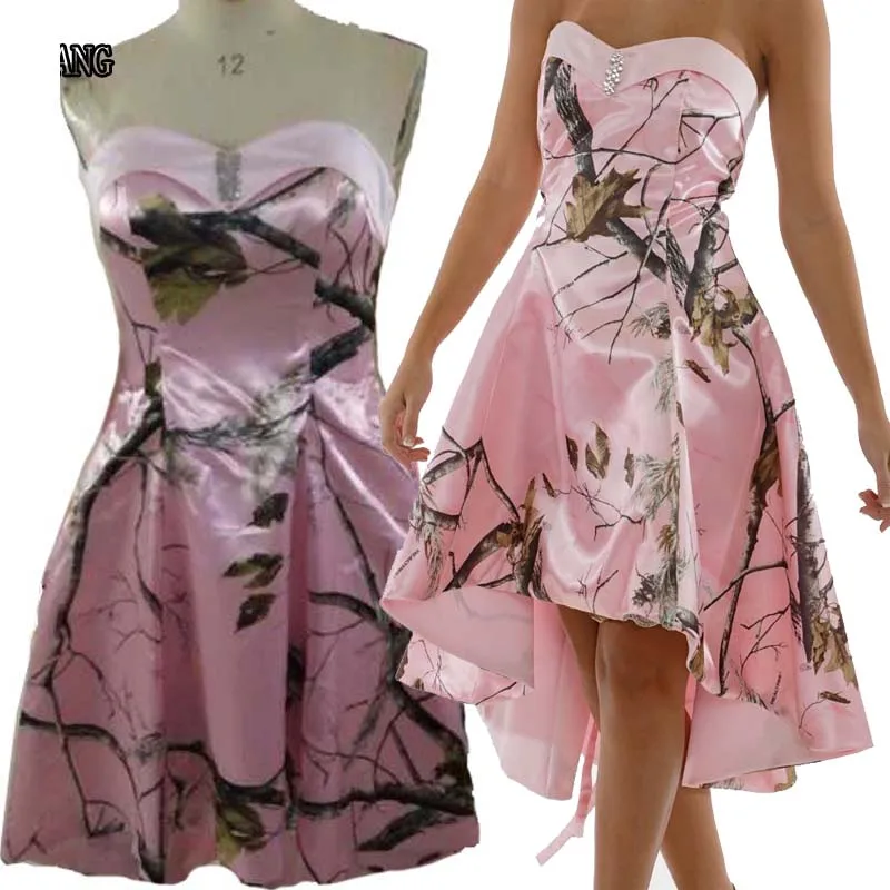 Buy Pink Camo Bridesmaid Dresses 2017 Real Image High