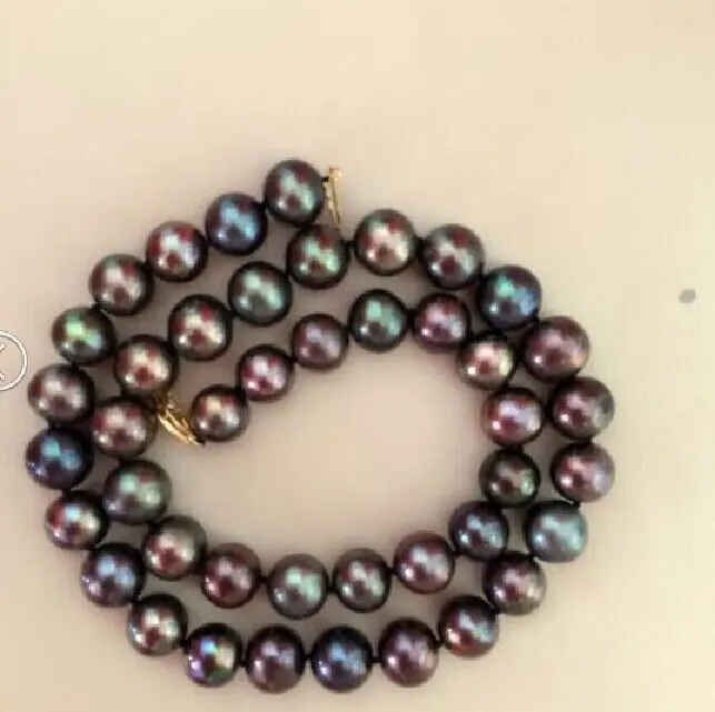

STUNNING9-10mm multicolor black red green necklace 18inch