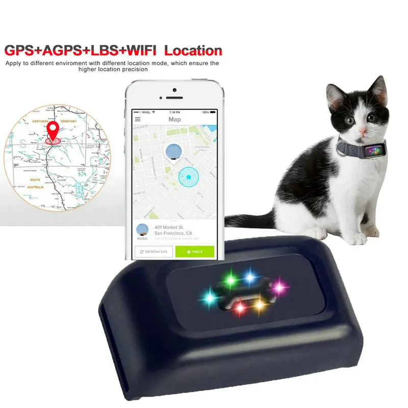 Best Waterproof Smart Pets GPS Tracker collar GPS GPRS 4 Frequency GPS LBS APGS