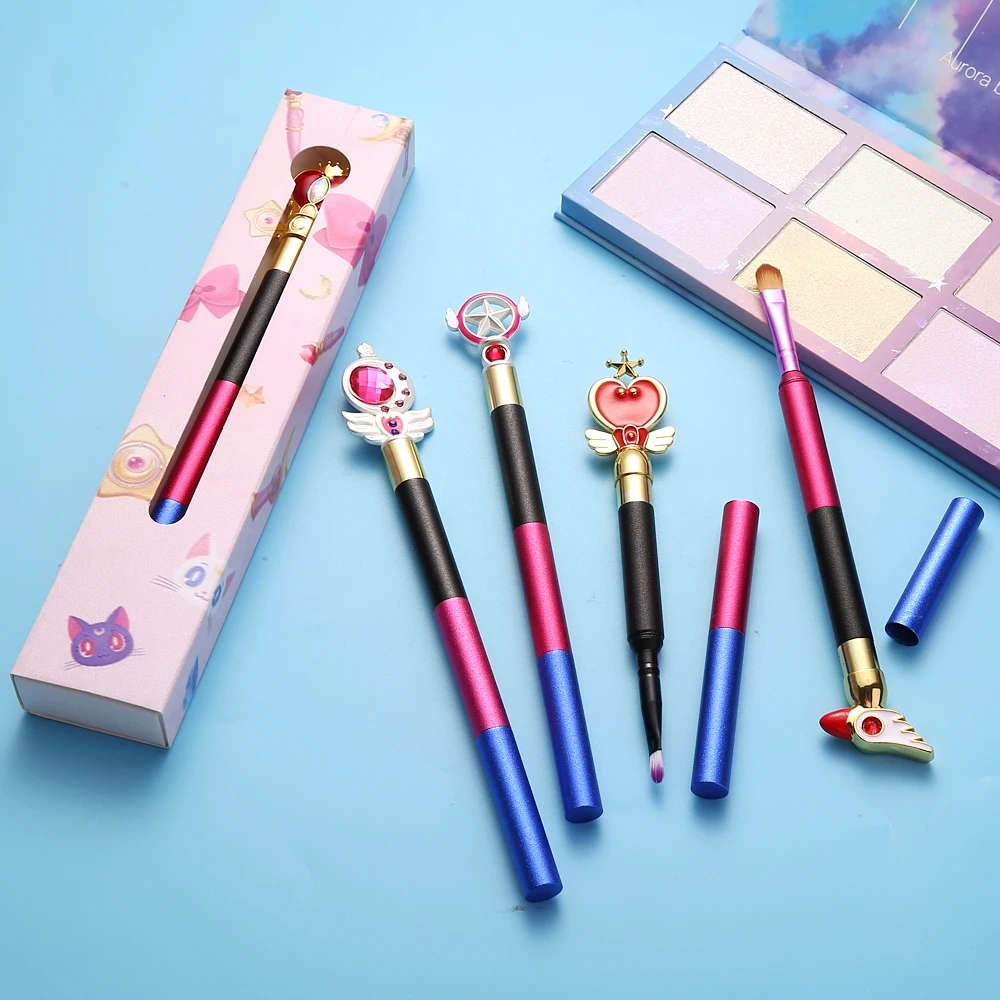 

Retractable Multi-Section Stitching Sailor Moon Makeup Brushes Cute Cosmetic Eyeshadow Eyebrow Lipsticks Brush with Cover