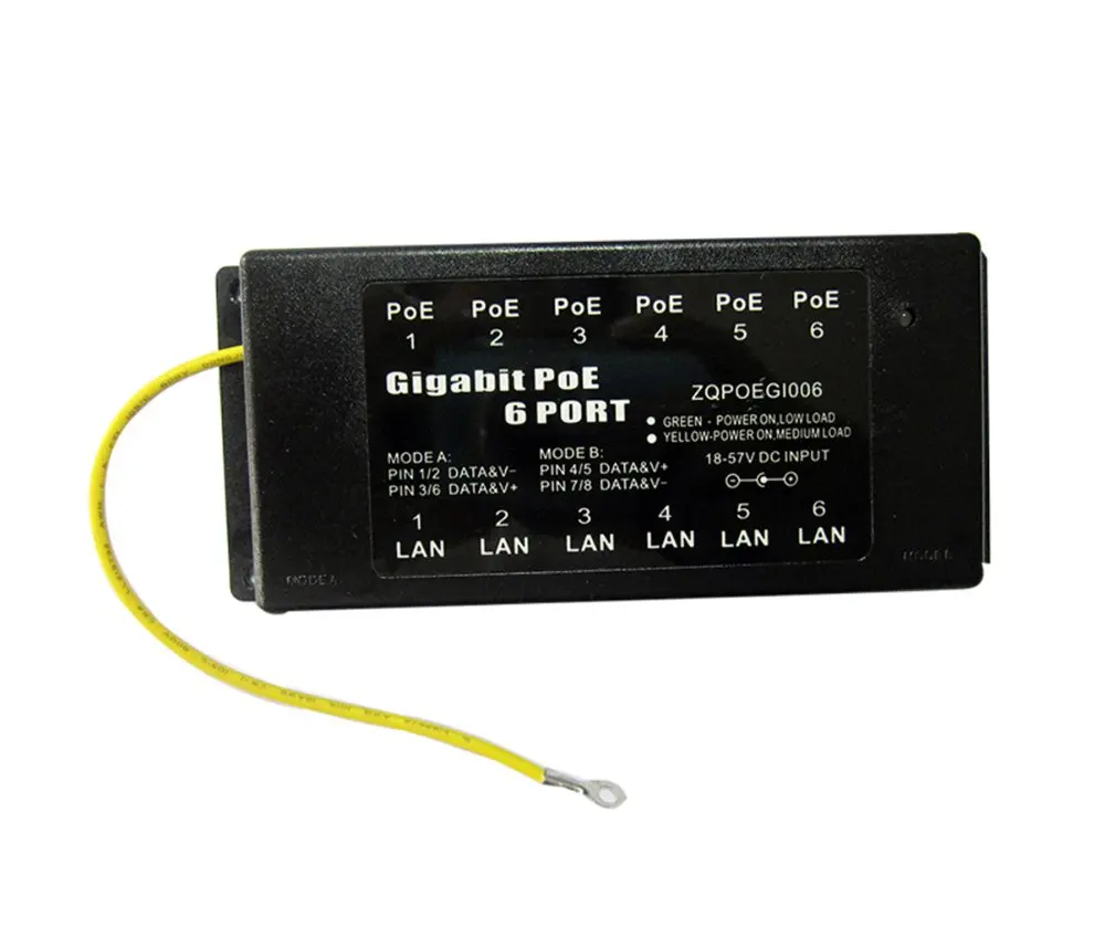 PoE Plus гигабитный Пассивный 6 портов инжектор с 24 в 60 Вт AC адаптер питания для