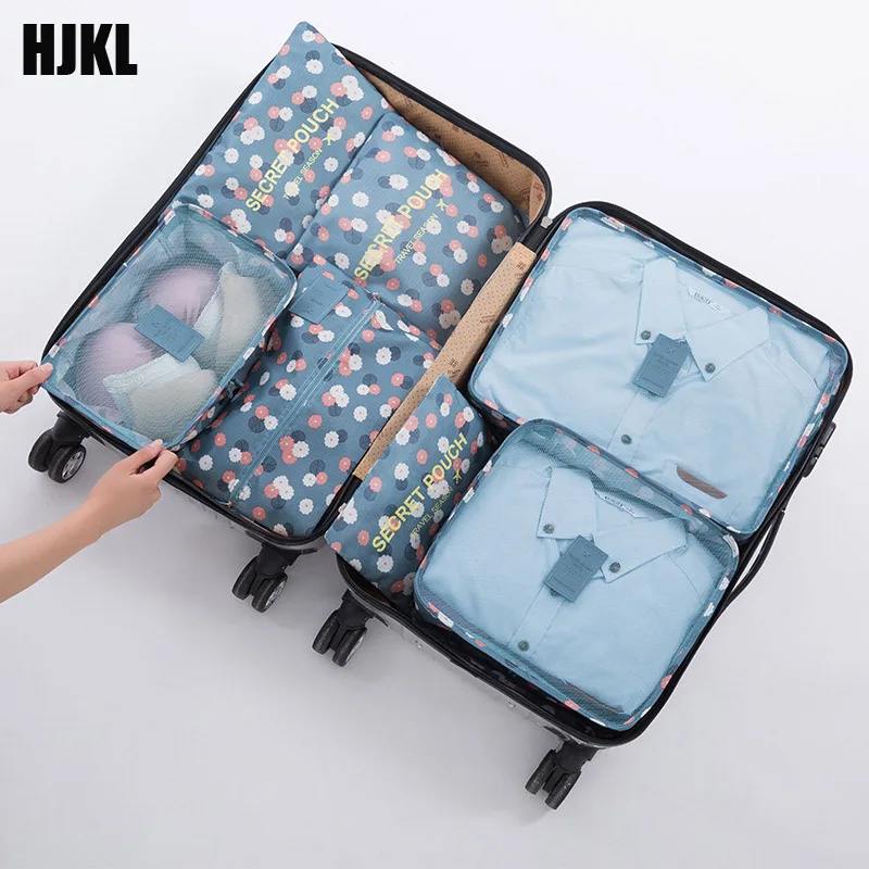 

New Oxford Cloth 7PCS/Set Travel Mesh Bag In Bag Luggage Organizer Packing Cube Organiser for Clothing Shoes Travel accessories
