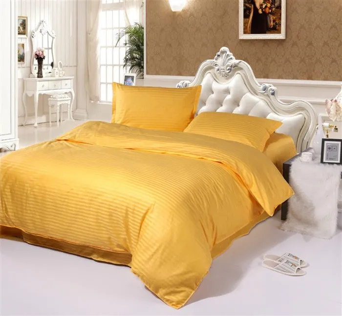 Желтый комплект постельного белья Твин/королева/король Размер 4 шт чистый цвет стеганое одеяло для гостиницы/пододеяльник простыня постельное белье хлопок, домашний текстиль