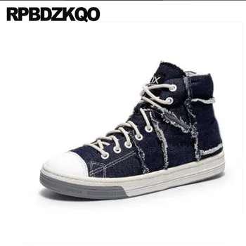 

Shoes Runway Men Sneakers Luxury Brand Trainers High Quality Top Canvas Breathable Flats Custom Hip Hop Blue Skate Large Size