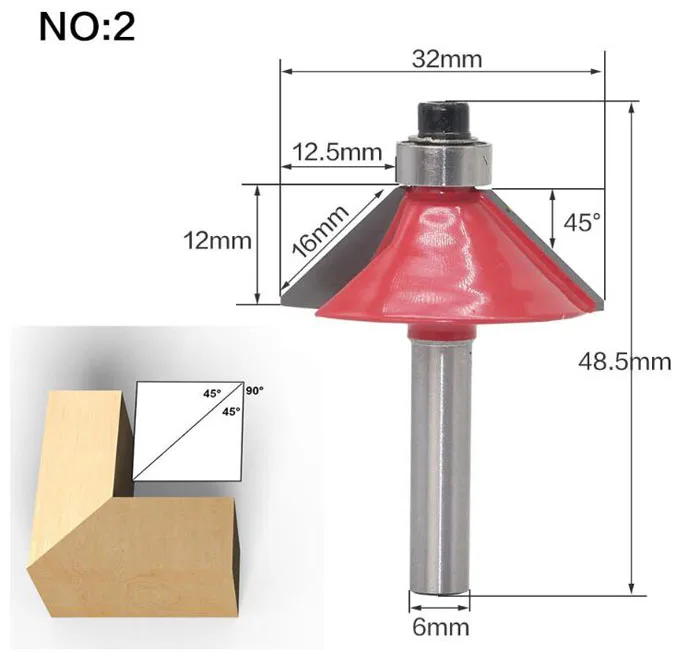 Фреза 1 шт. 6 мм хвостовик древесины фрезы прямой концевой фрезы триммер очистка заподлицо отделка угловая круглая бухта коробка биты инструменты - Длина режущей кромки: NO 2