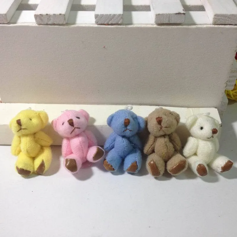 Lovely Teddy Bear with Leather Feet Plush Toys Mini Jointed Bear Dolls Pendants DIY Wedding Flower Bouquet Decor 4.5cm 50pcs  (4)