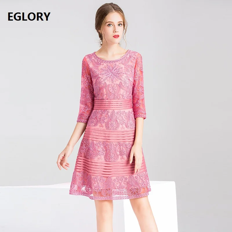 XXXXL!Top Quality Brand Party Cocktail Women's Dress O Neck Allover