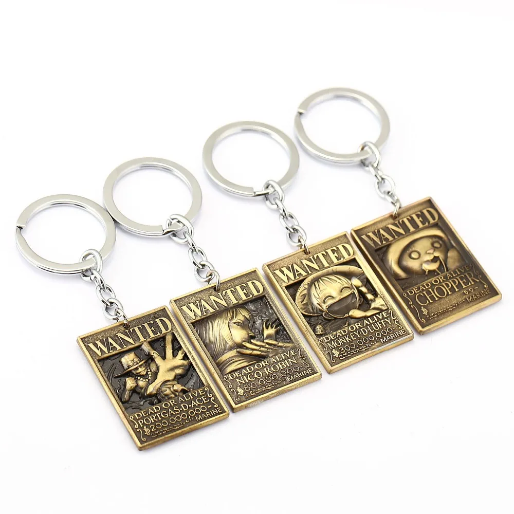 

MS Jewelry ONE PIECE Wanted Poster Key Chain 2 colors Warrant Key Rings For Gift Chaveiro Car Keychain Anime Key Holder Souvenir