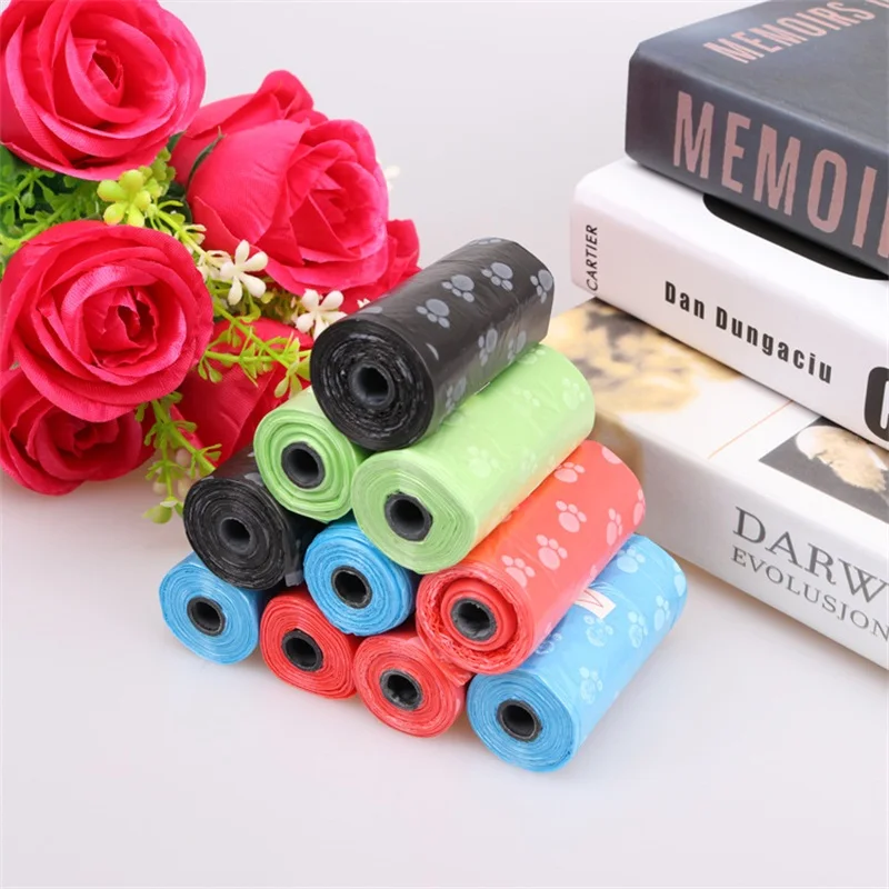 Random Color Degradable Pet Dog Waste Poop Bag Outdoor Pet Excrement Garbage Clean Bag With Bone Dispenser