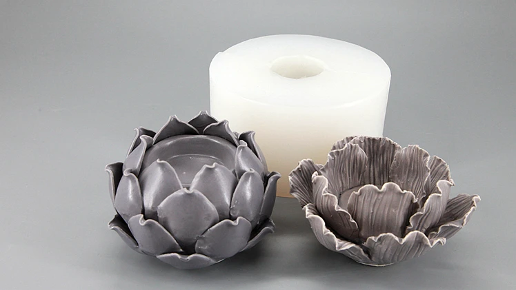 Форма лотоса подсвечник бетонная форма для дома свадебное украшение Пион цветок свеча гипсовый цемент для пластилина, силиконовые формы