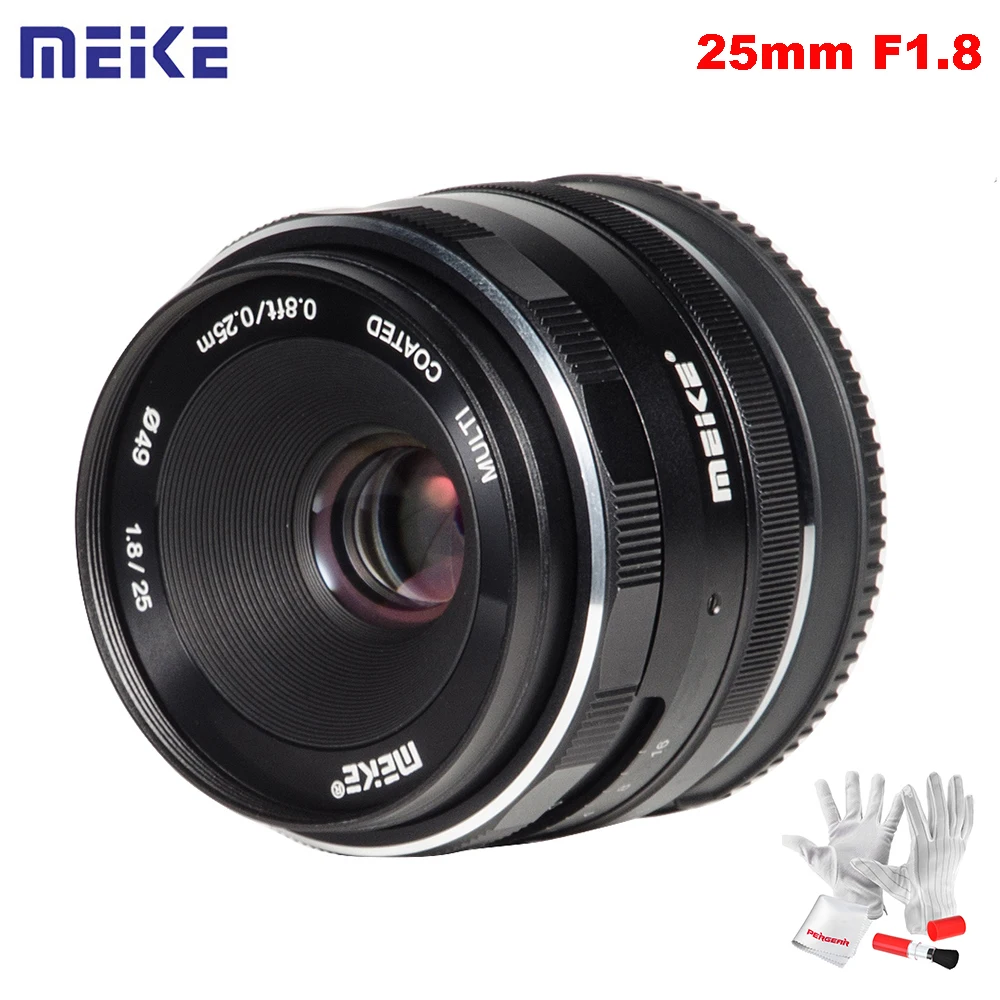 Meike 25 мм F1.8 широкоугольный объектив с большой апертурой ручная фокусировка объектив для sony E Mount/для Fuji камеры A6500 A7 A7II A7R X-T1 X-T2