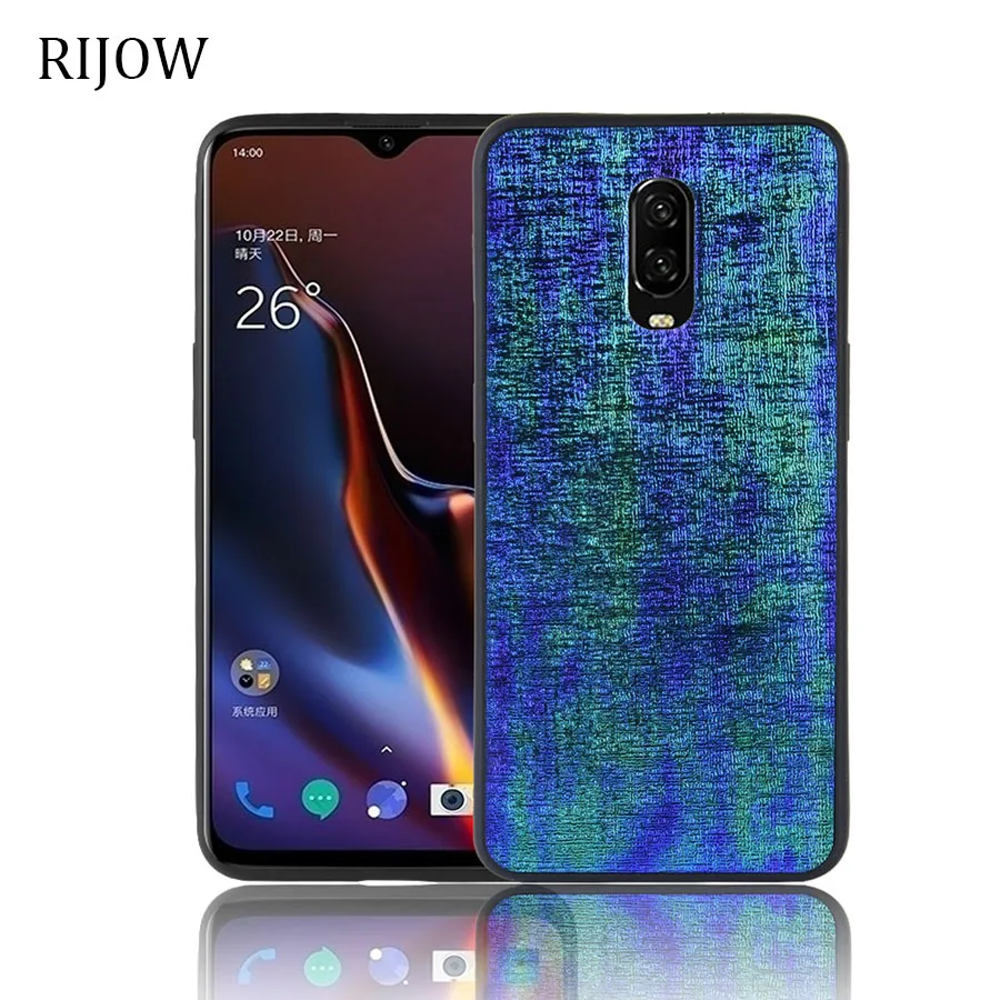 

RIJOW for OnePlus 6 6T Case Back Phone Cover One Plus 6 6t Cloth PU Leather TPU for OnePlus 6T Phone Cover Cases 1+6 Symphony