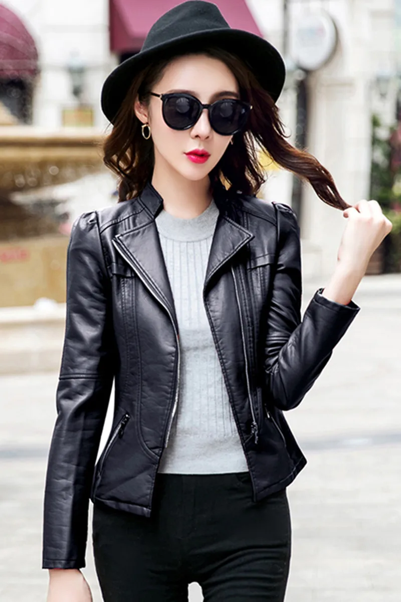 Новинка весна осень 2020 кожаная женская короткая тонкая куртка из искусственной