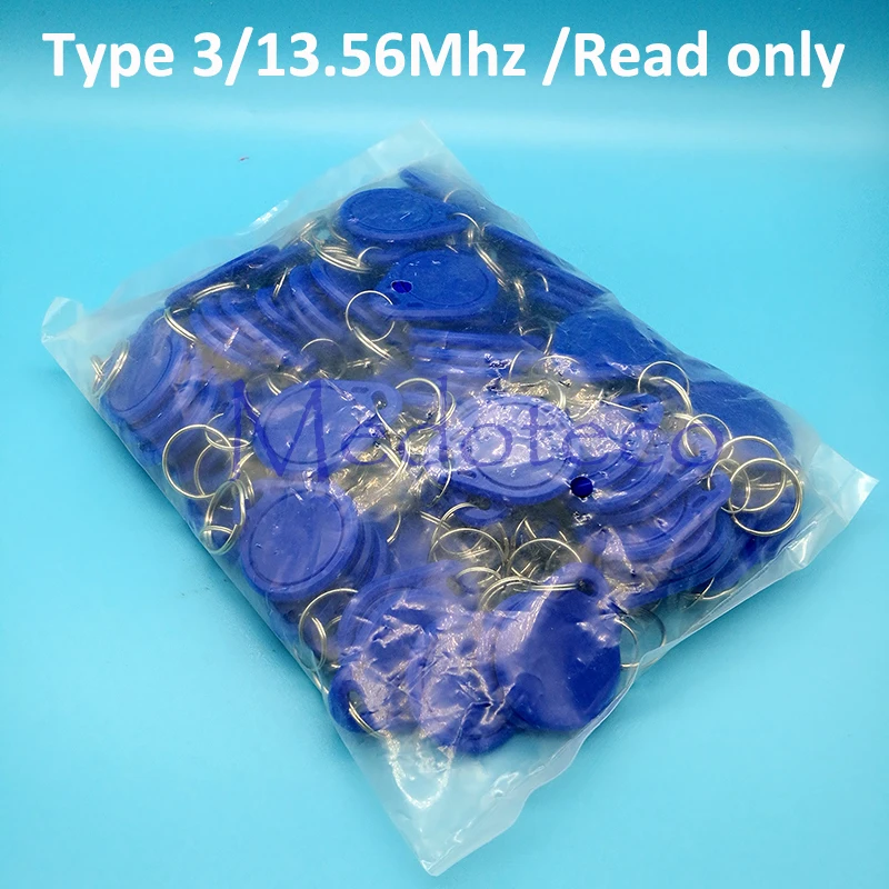 100 шт. Тип 3 13,56 МГц IC брелоки карточка fudan чип брелок только для чтения ключ-цепная карта для системы контроля доступа только ключ