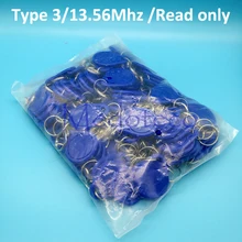 100 шт. Тип 3 13,56 МГц IC брелоки карточка fudan чип брелок только для чтения ключ-цепная карта для системы контроля доступа только ключ