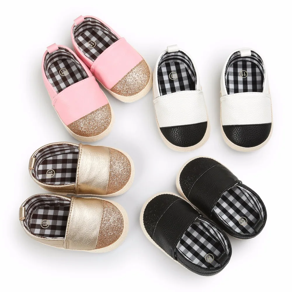 

Newborn Baby Girls Boys Shoes PU Leather Mixed Colors Infant Toddler Kids First Walkers Bling Soft Soled Loafers Prewalkers Shoe