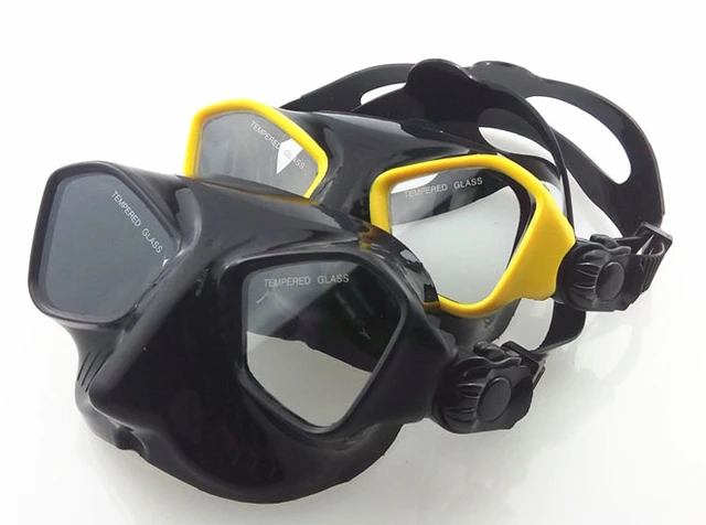 Extreme low volume spearfishing mask black silicon freediving mask