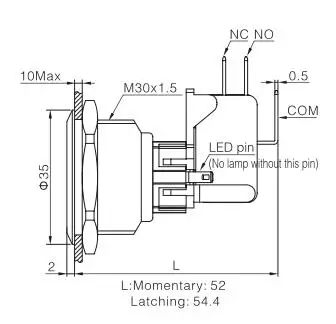 ELEWIND 30 мм 15A большой ток металла кнопочный переключатель с подсветкой (PM301-LC-11E/S, UL одобрение)